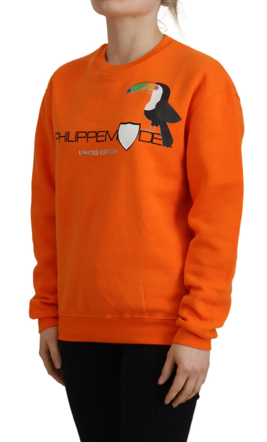 Women’s Philippe Model Orange Printed Long Sleeves Pullover Sweater