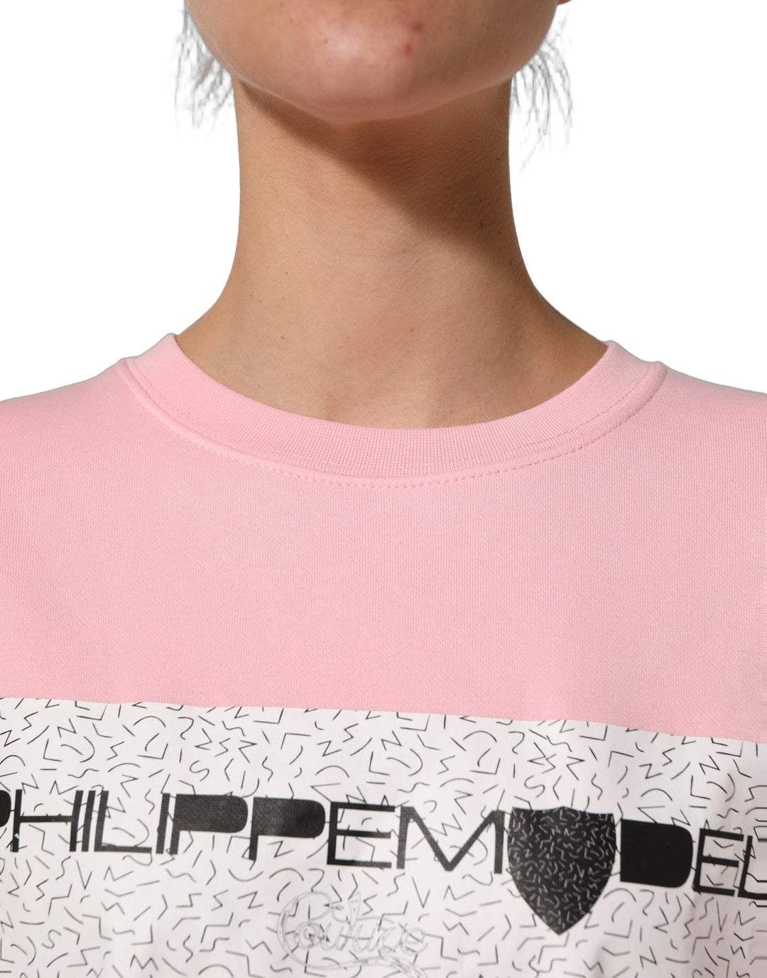 Women’s Philippe Model Pink Cotton Logo Long Sleeves Pullover Sweater