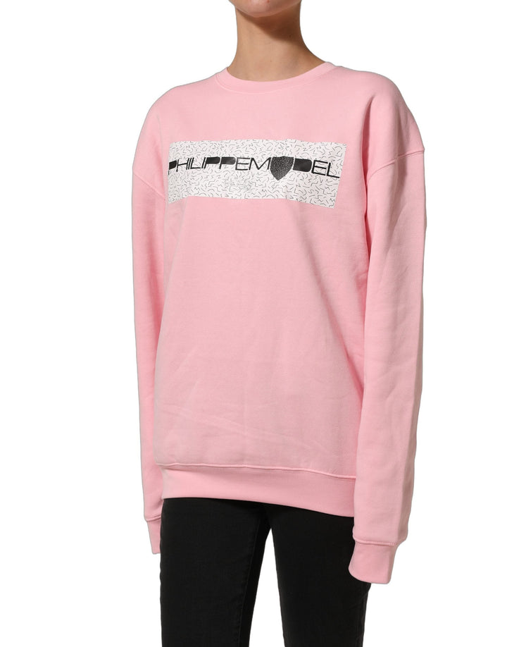 Women’s Philippe Model Pink Cotton Logo Long Sleeves Pullover Sweater