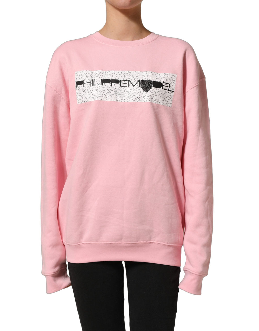 Women’s Philippe Model Pink Cotton Logo Long Sleeves Pullover Sweater