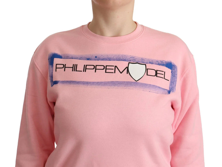 Women’s Philippe Model Pink Printed Long Sleeves Pullover Sweater