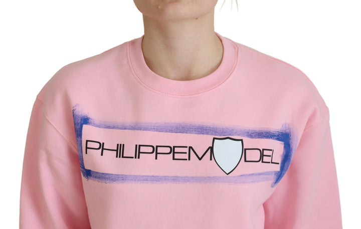 Women’s Philippe Model Pink Printed Long Sleeves Pullover Sweater
