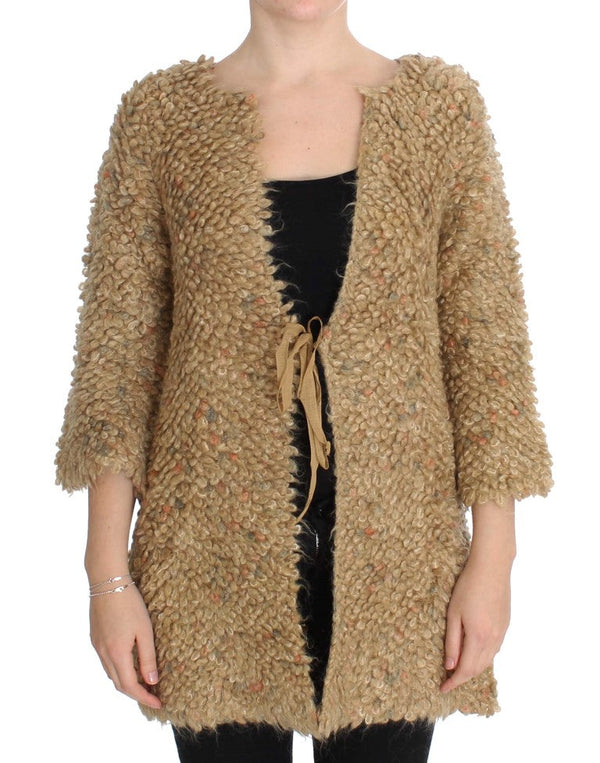 Women’s Pink Memories Beige Wool Blend Cape Sweater