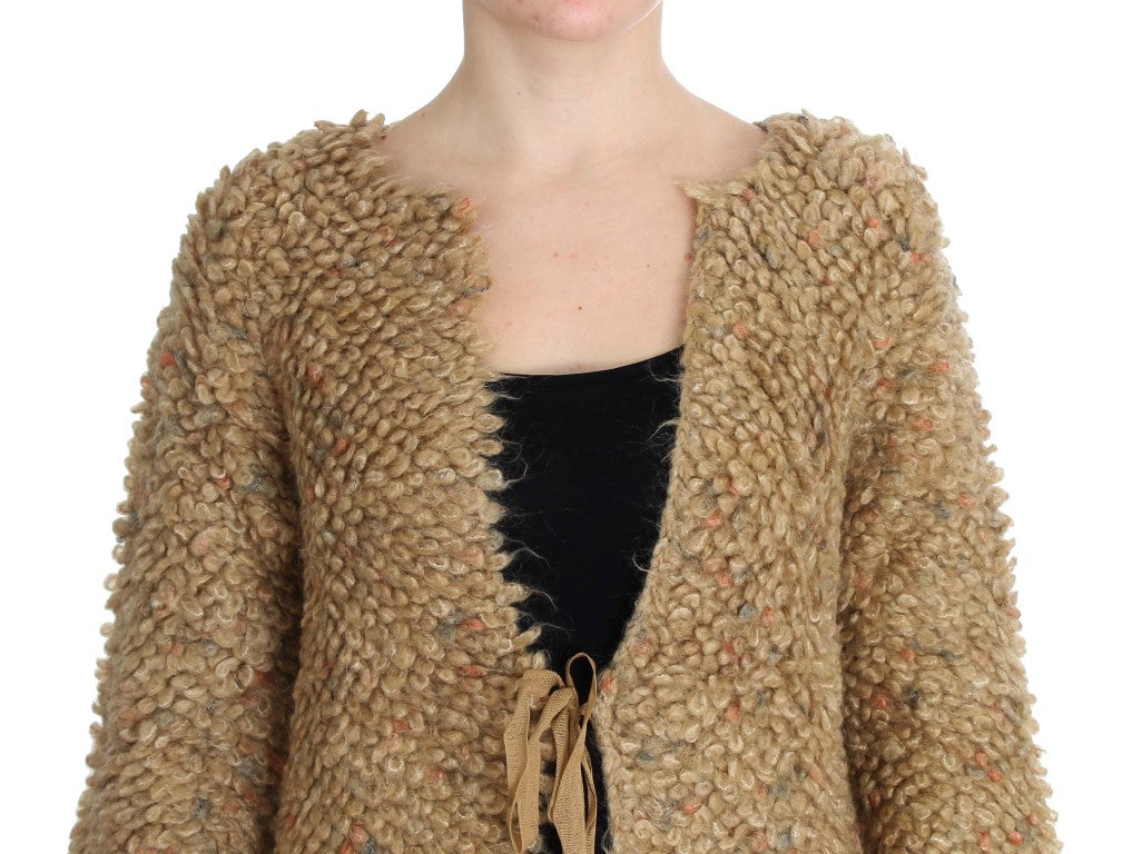 Women’s Pink Memories Beige Wool Blend Cape Sweater