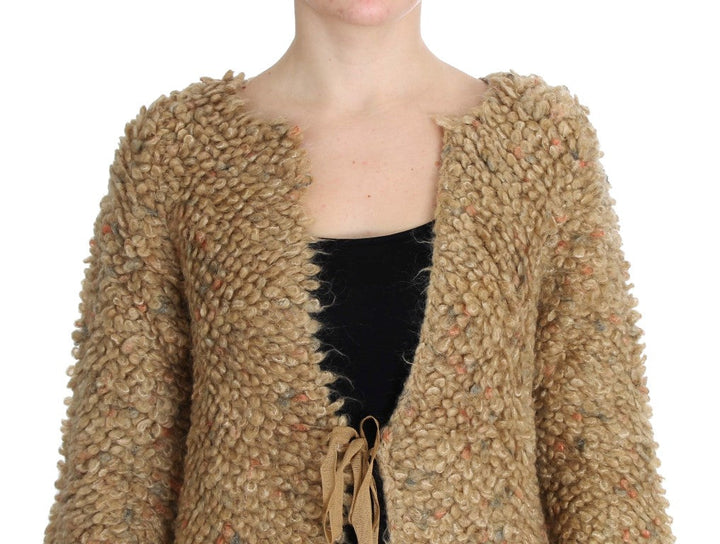 Women’s Pink Memories Beige Wool Blend Cape Sweater