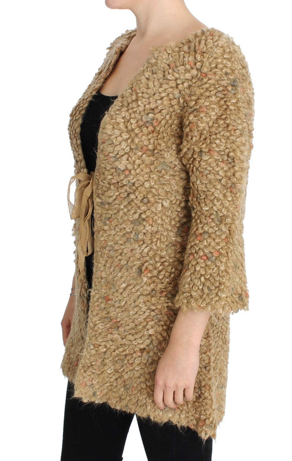 Women’s Pink Memories Beige Wool Blend Cape Sweater