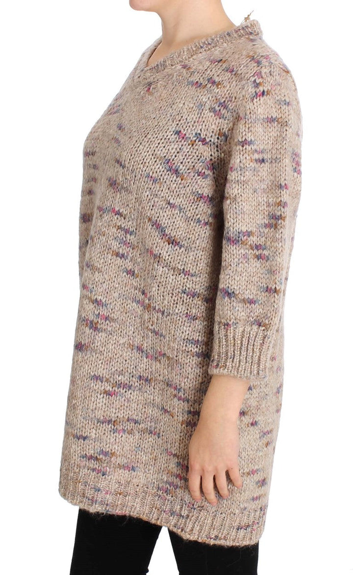 Women’s Pink Memories Beige Wool Blend Knitted Oversize Sweater