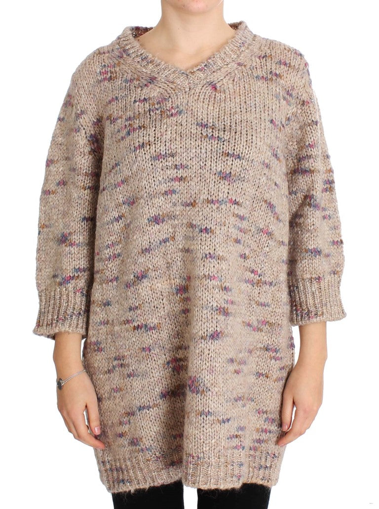 Women’s Pink Memories Beige Wool Blend Knitted Oversize Sweater