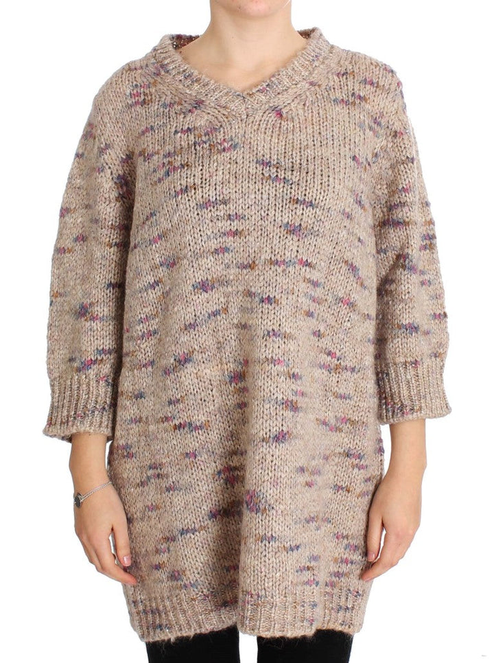 Women’s Pink Memories Beige Wool Blend Knitted Oversize Sweater