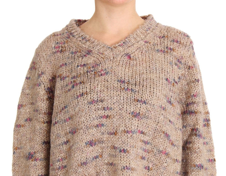 Women’s Pink Memories Beige Wool Blend Knitted Oversize Sweater