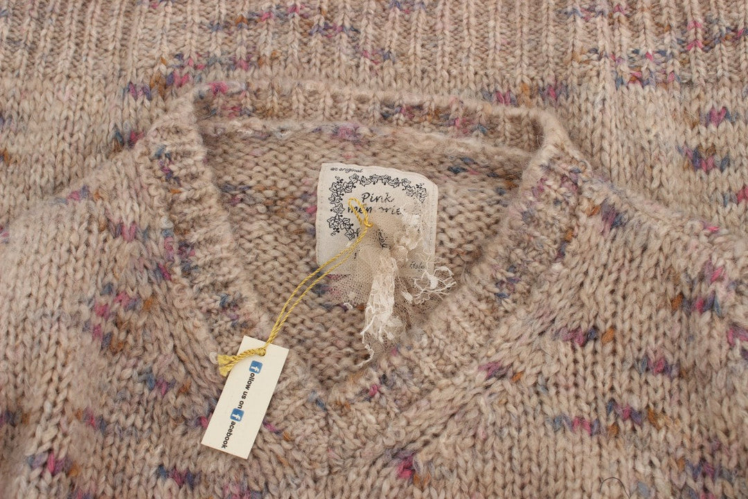 Women’s Pink Memories Beige Wool Blend Knitted Oversize Sweater