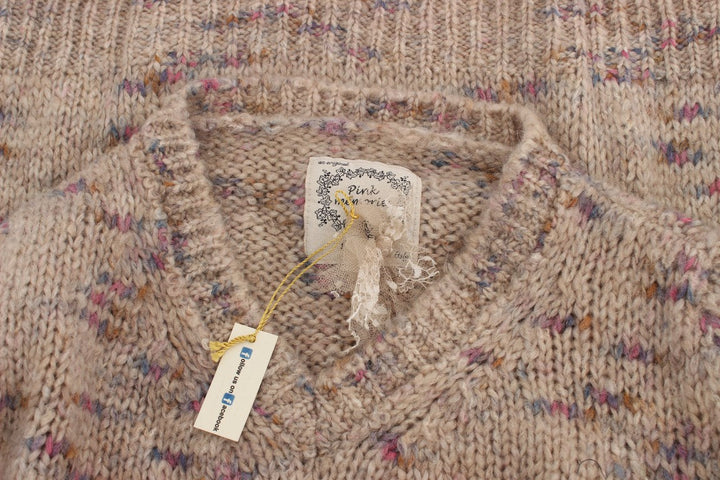 Women’s Pink Memories Beige Wool Blend Knitted Oversize Sweater