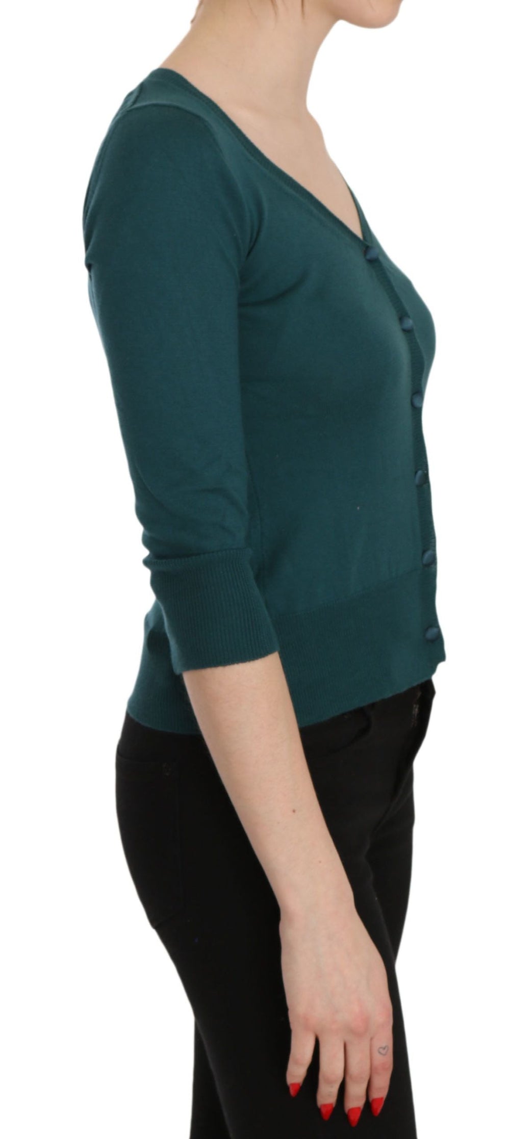 Women’s Pink Memories Blue Green Cotton 3/4 Sleeve Cardigan Top Blouse