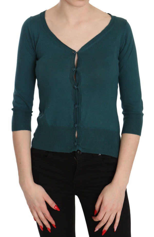 Women’s Pink Memories Blue Green Cotton 3/4 Sleeve Cardigan Top Blouse