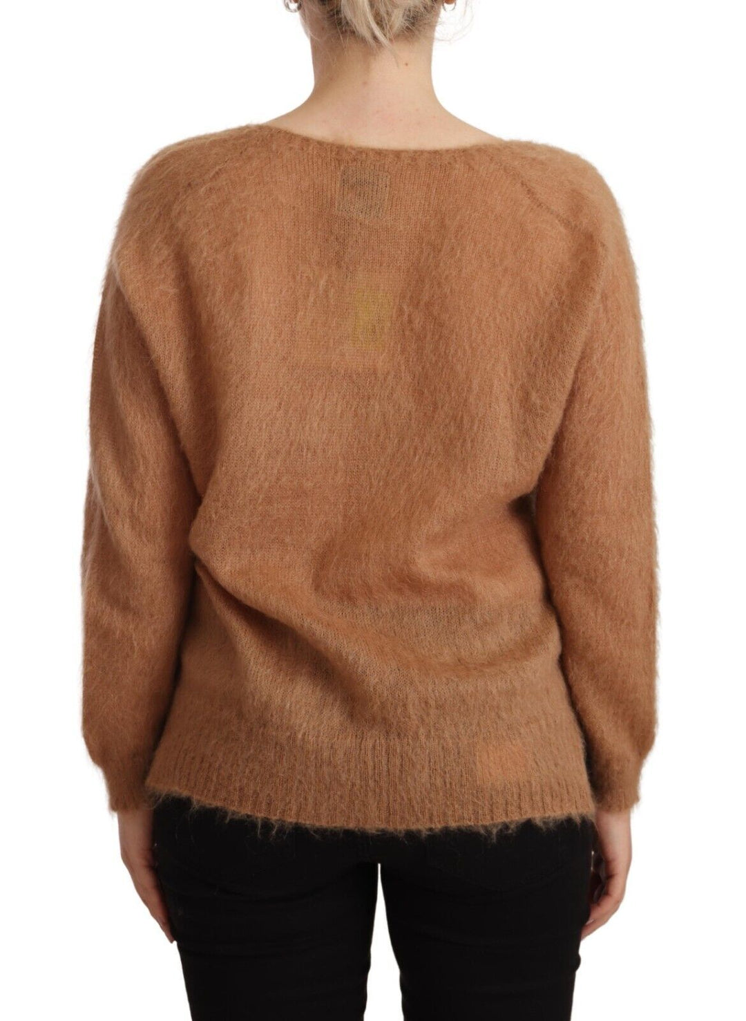 Women’s Pink Memories Brown Cardigan V-neck Long Sleeve Sweater