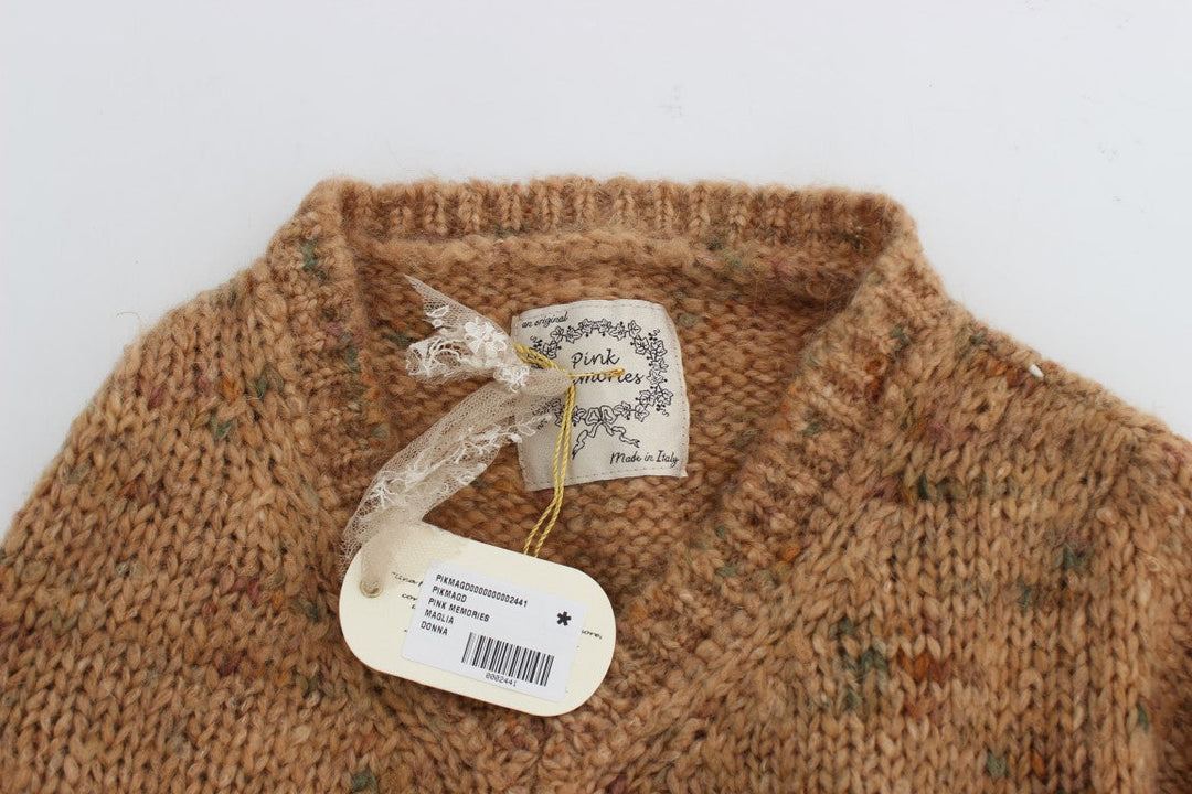Women’s Pink Memories Brown Wool Blend Knitted Oversize Sweater