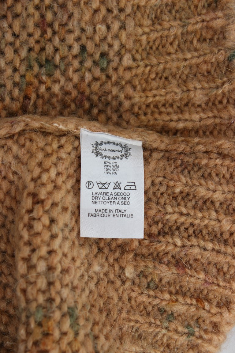 Women’s Pink Memories Brown Wool Blend Knitted Oversize Sweater