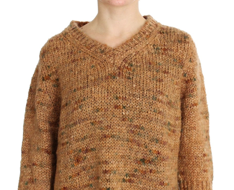 Women’s Pink Memories Brown Wool Blend Knitted Oversize Sweater