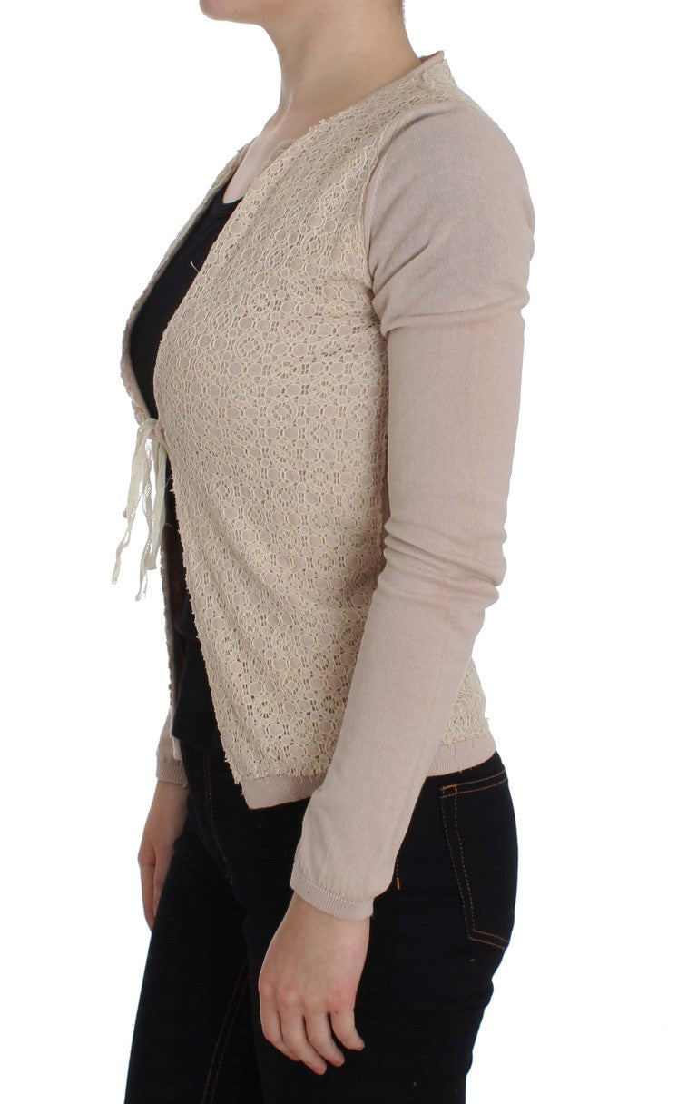 Women’s Pink Memories Pink Floral Lace Wrap Sweater