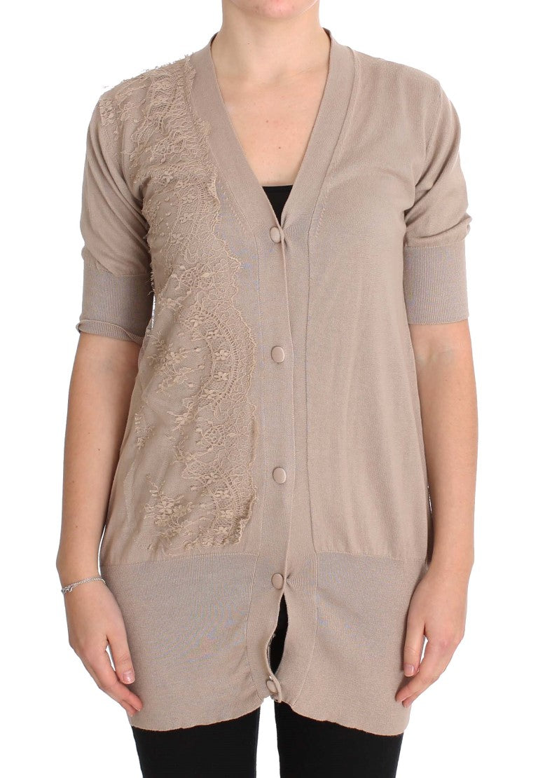 Women’s Pink Memories Pink Lace Cotton Cardigan Sweater