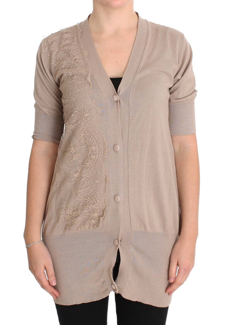 Women’s Pink Memories Pink Lace Cotton Cardigan Sweater
