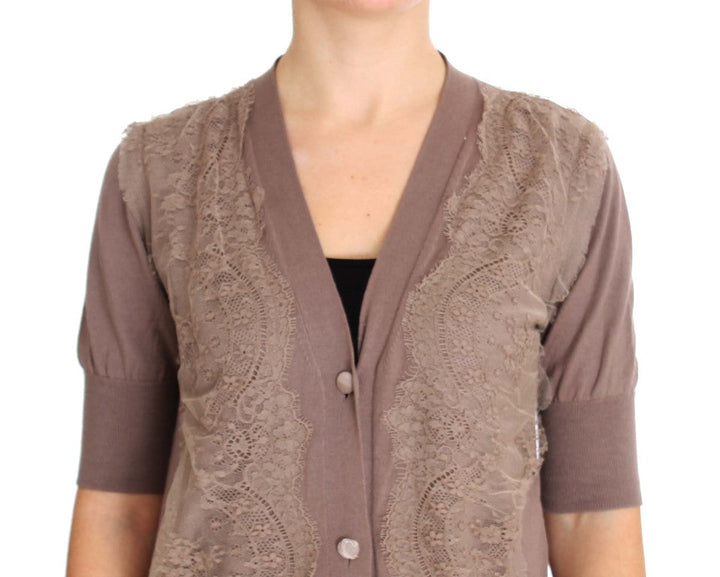 Women’s Pink Memories Purple Lace Cotton Cardigan Sweater