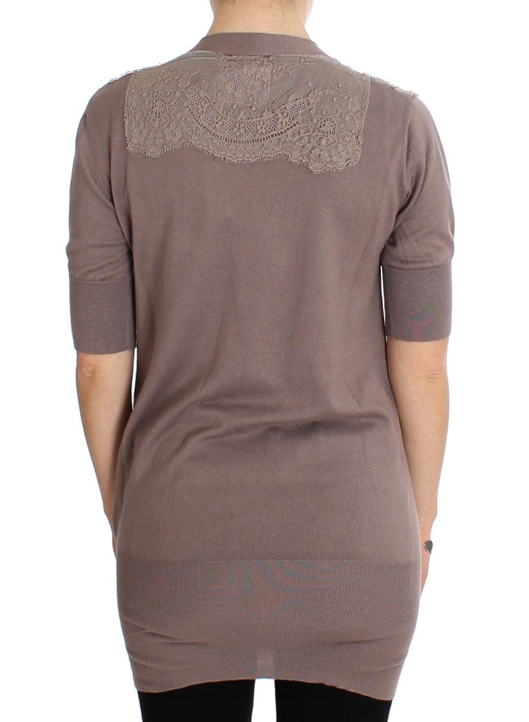 Women’s Pink Memories Purple Lace Cotton Cardigan Sweater