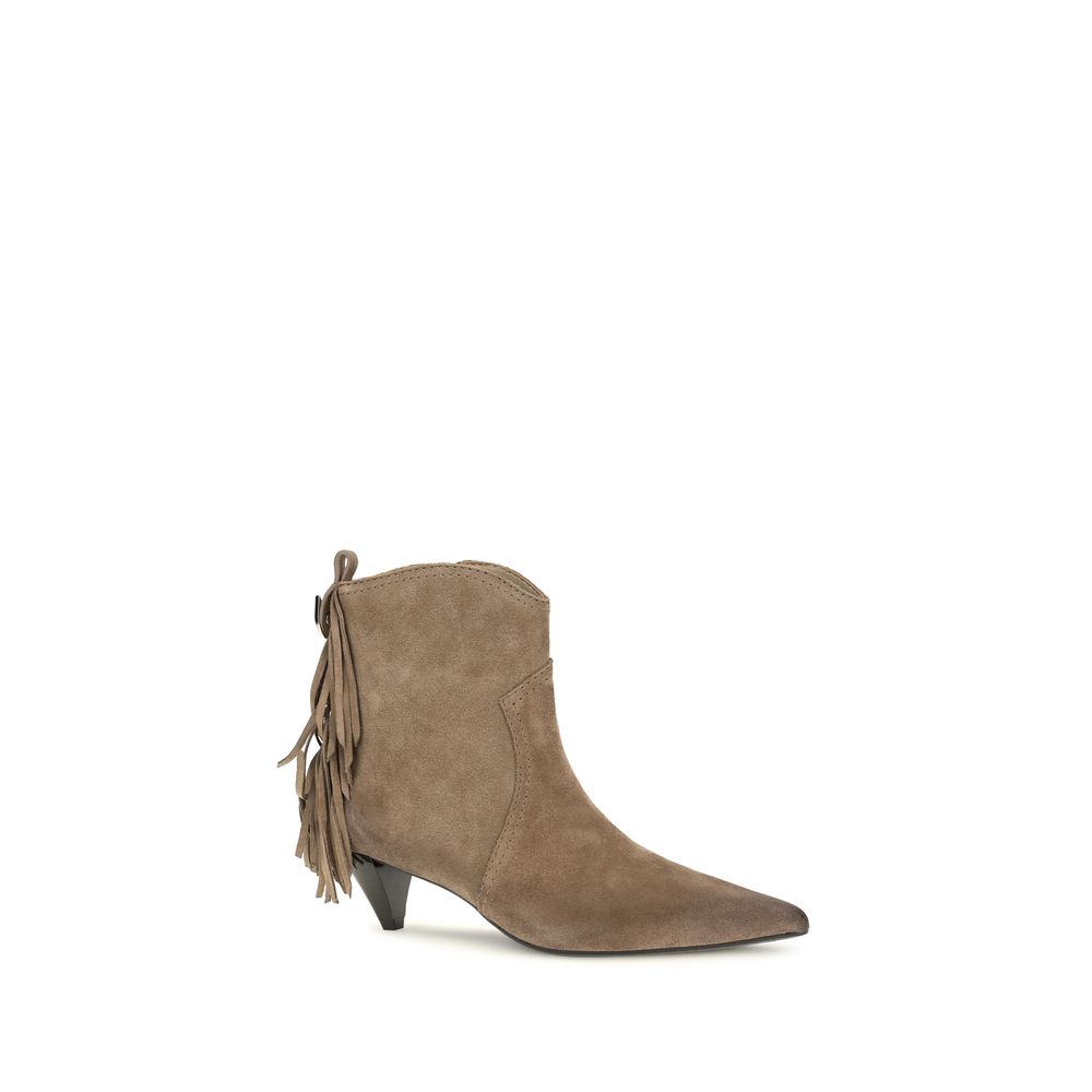 Women’s Pinko Beige Calf Leather Bos Taurus Ankle Boots