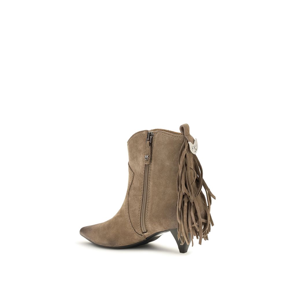 Women’s Pinko Beige Calf Leather Bos Taurus Ankle Boots