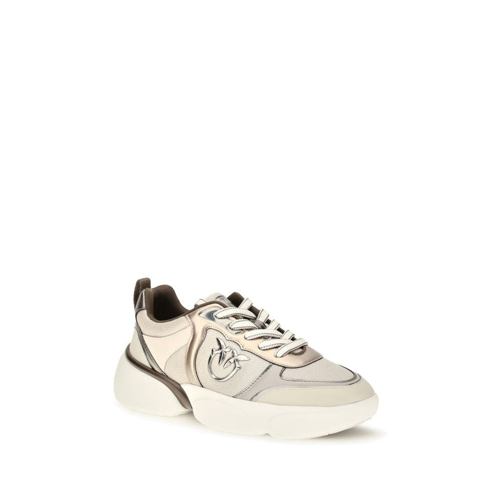 Women’s Pinko Beige Calf Leather Bos Taurus Chunky Sneakers