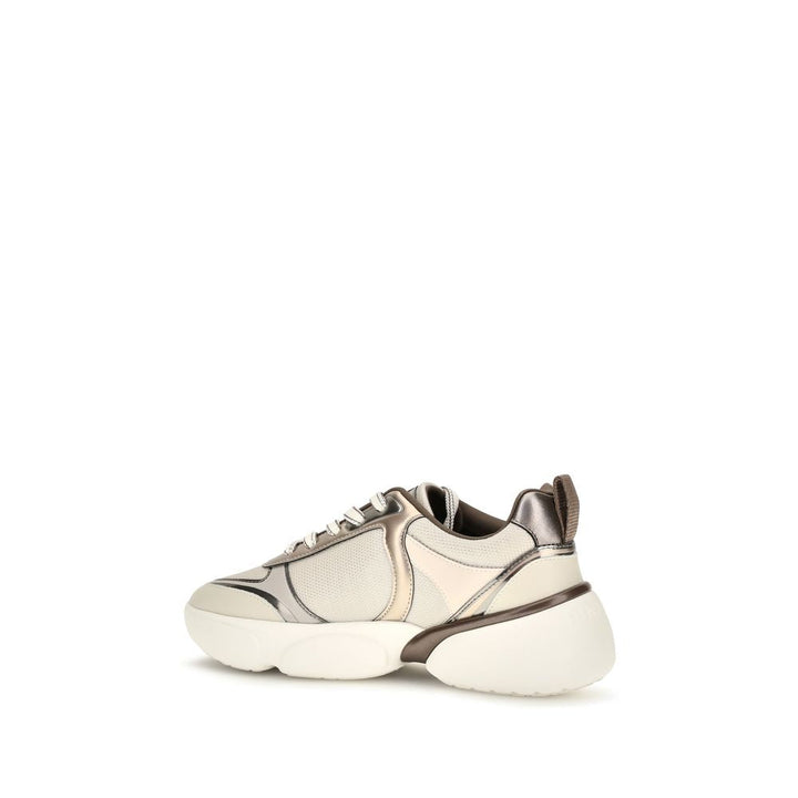 Women’s Pinko Beige Calf Leather Bos Taurus Chunky Sneakers