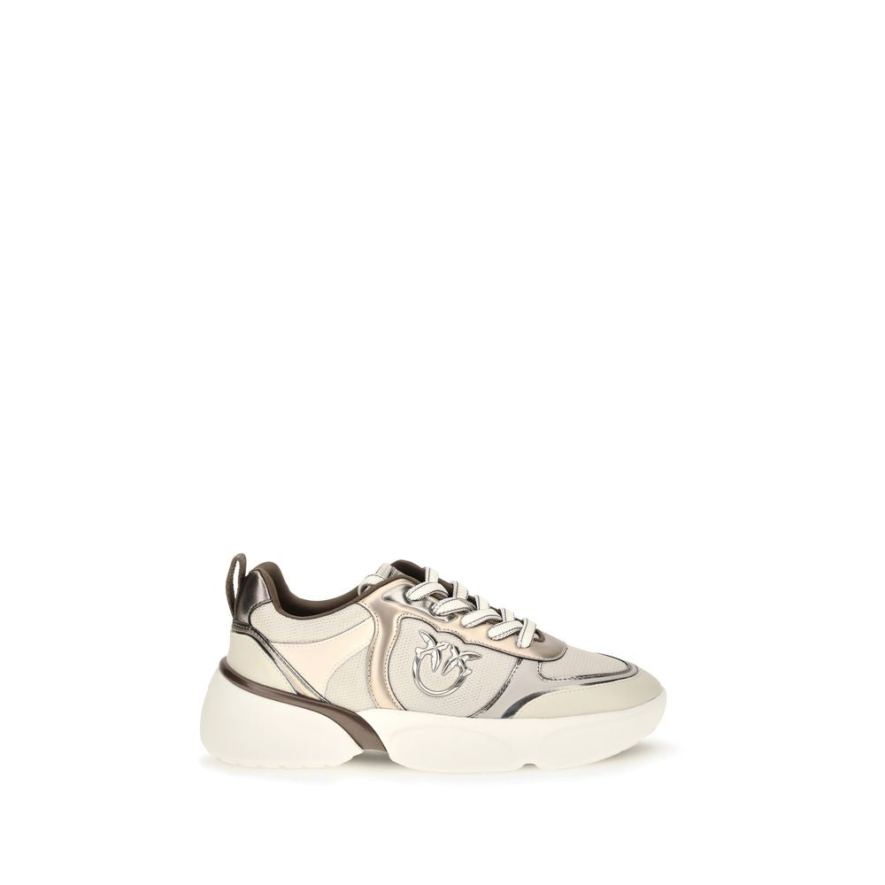 Women’s Pinko Beige Calf Leather Bos Taurus Chunky Sneakers