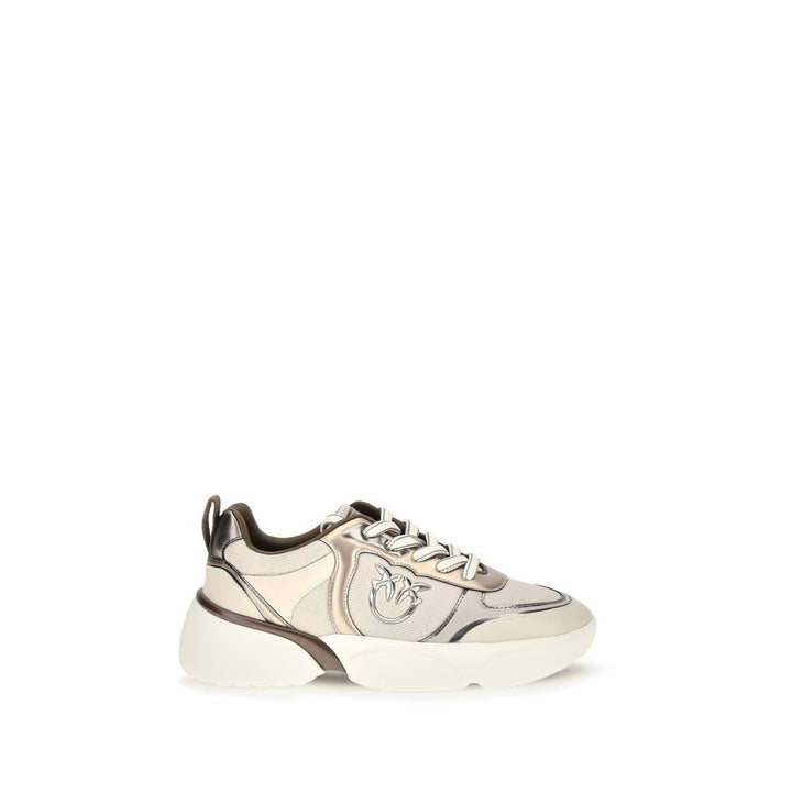 Women’s Pinko Beige Calf Leather Bos Taurus Chunky Sneakers
