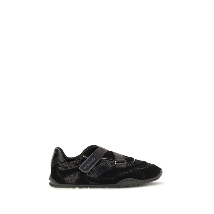 PINKO Black Suede Leather Athletic Sneakers