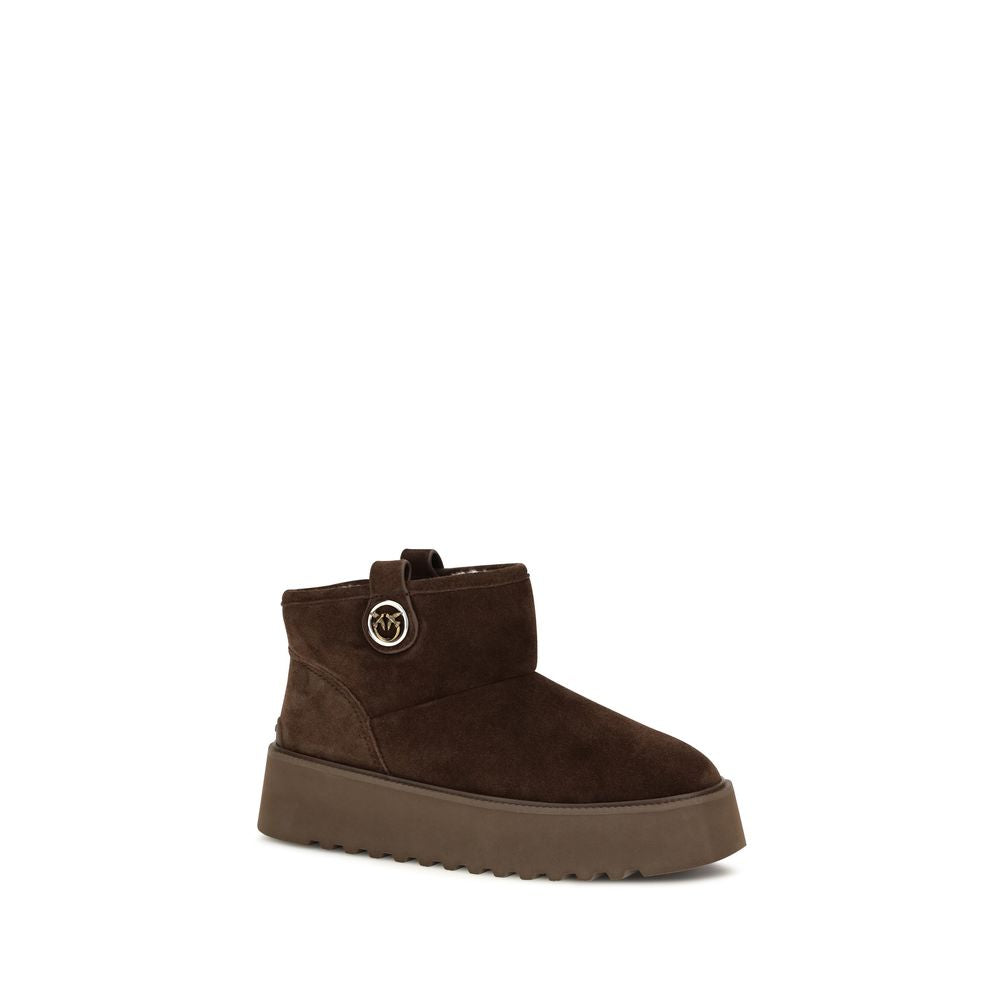 Women’s Pinko Brown Calf Leather Bos Taurus Flat Boots