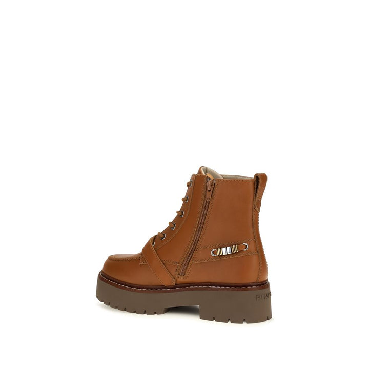Women’s Pinko Brown Calf Leather Bos Taurus Lace-up Boots