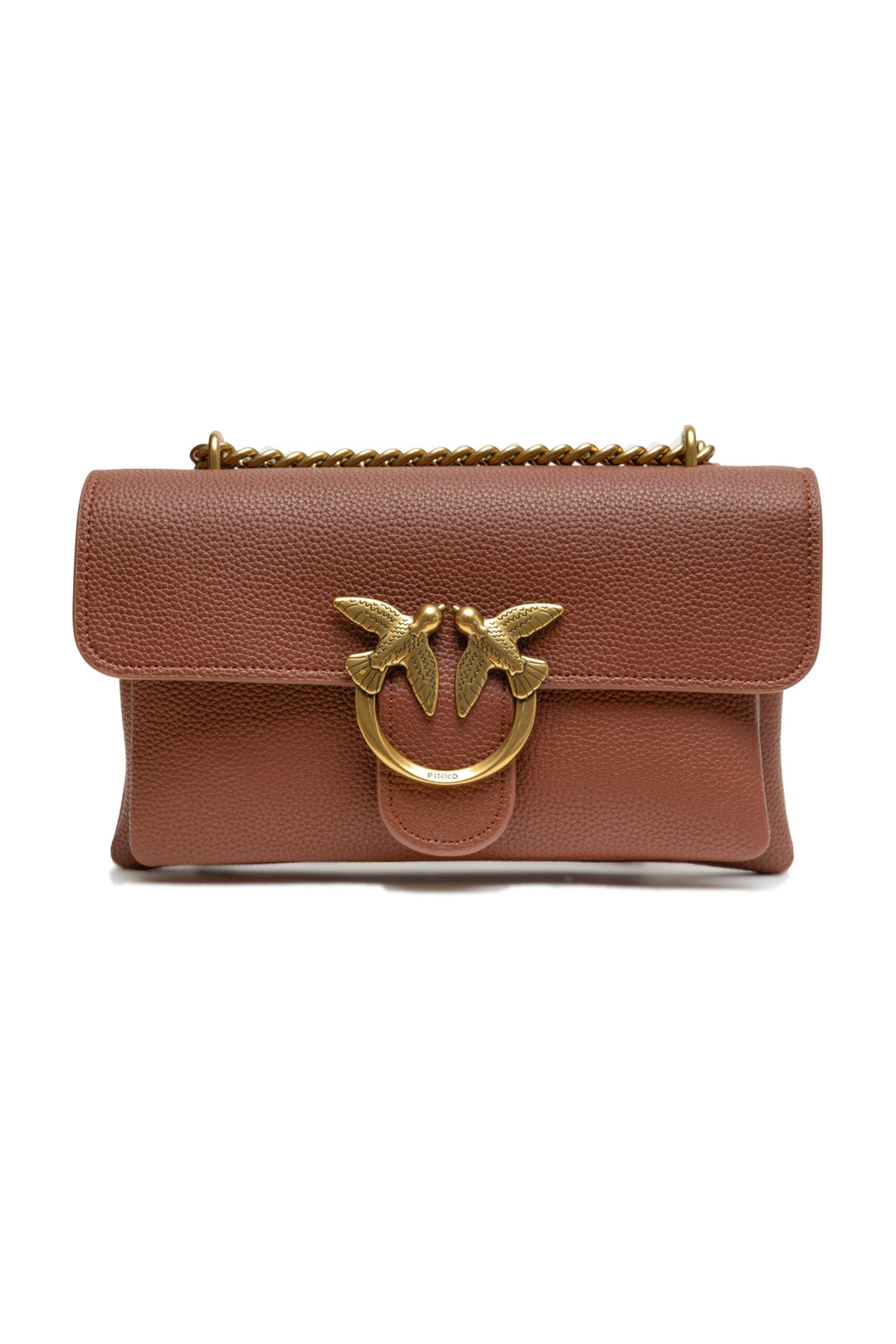 Women’s Pinko Brown Leather Love Boucle Riga Shoulder Bag
