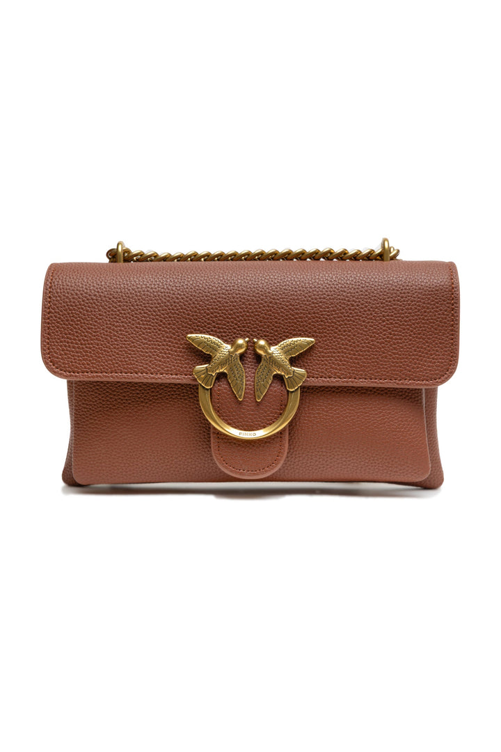 Women’s Pinko Brown Leather Love Boucle Riga Shoulder Bag