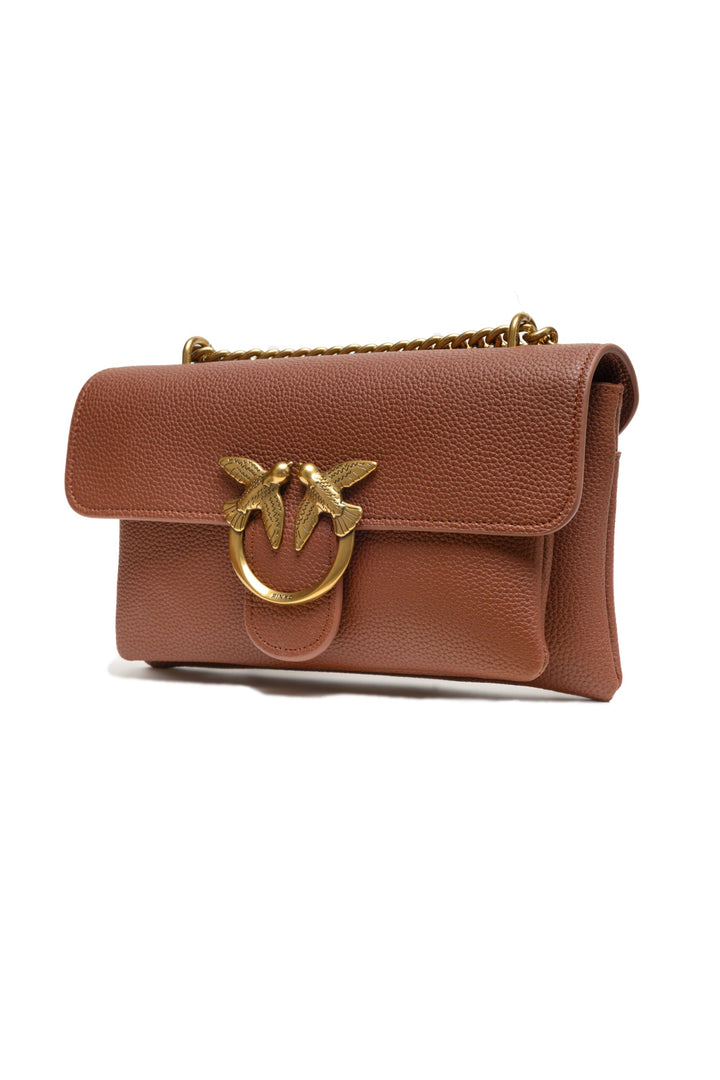 Women’s Pinko Brown Leather Love Boucle Riga Shoulder Bag