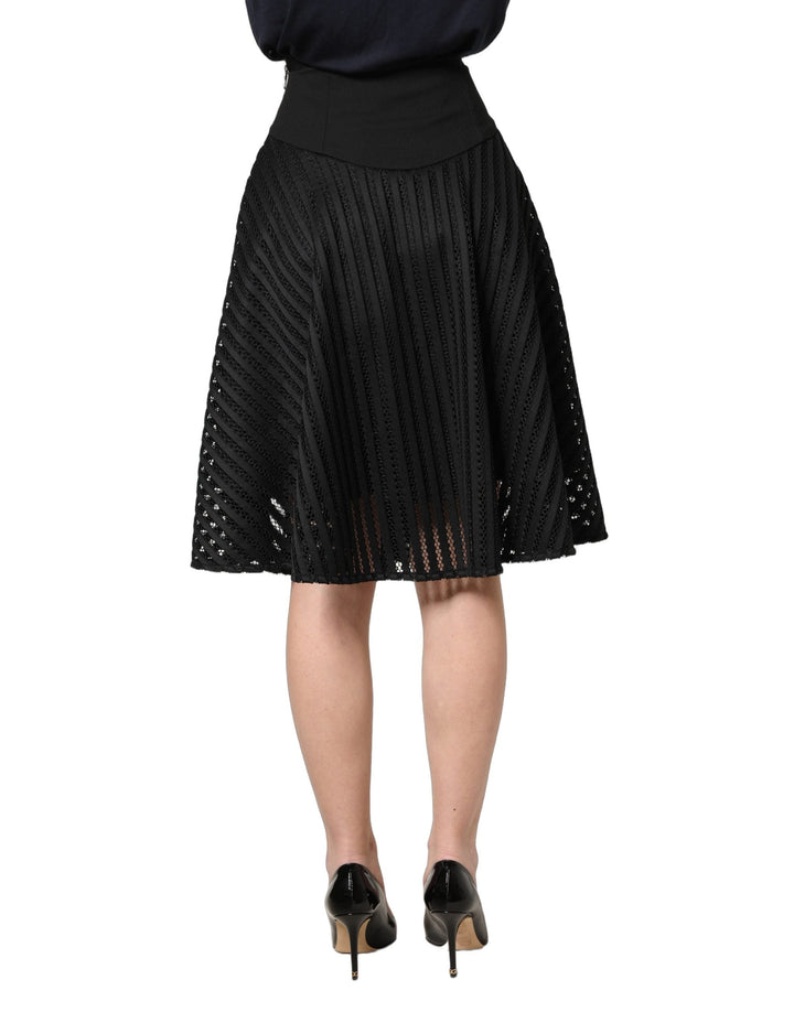 Women’s Pinko Cotton Striped Flared Silhouette Aline Midi Black
