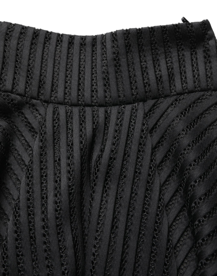 Women’s Pinko Cotton Striped Flared Silhouette Aline Midi Black
