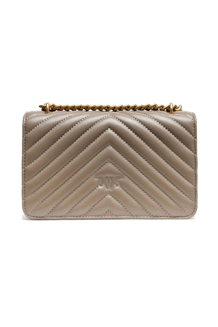 Women’s Pinko Grey Leather Love one Mini Shoulder Bag
