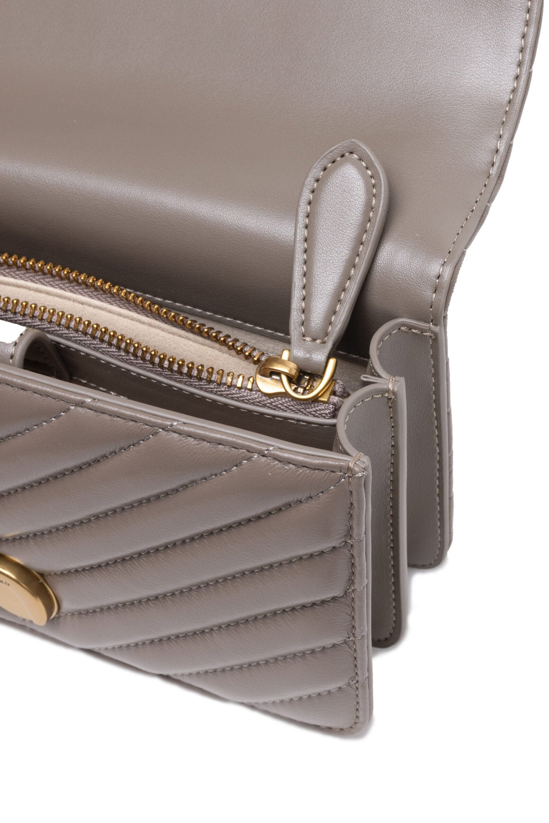 Women’s Pinko Grey Leather Love one Mini Shoulder Bag