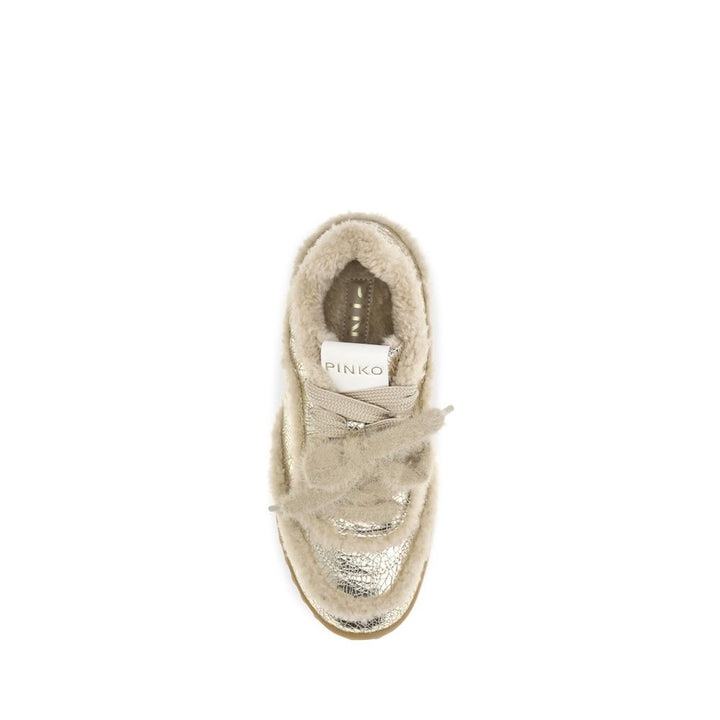 PINKO Silver Calf Leather Bos Taurus Chunky Sneakers