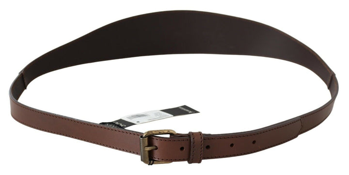 Women’s Plein Sud Brown Genuine Leather Rustic Metal Buckle Belt