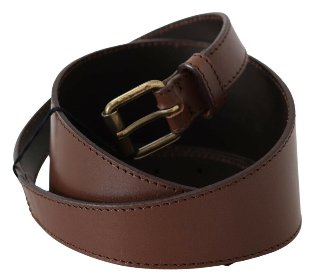 Women’s Plein Sud Brown Genuine Leather Rustic Metal Buckle Belt