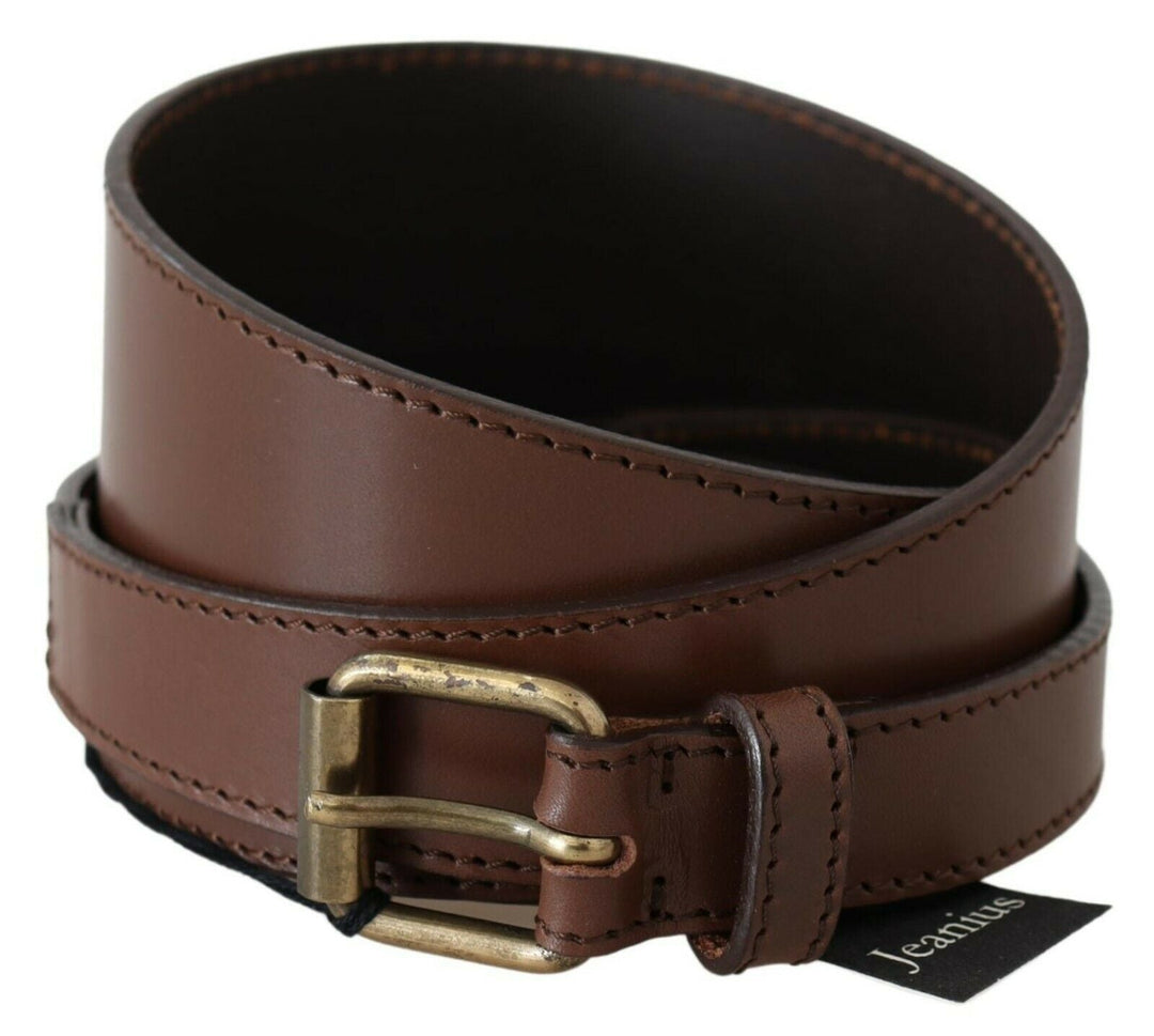 Women’s Plein Sud Brown Genuine Leather Rustic Metal Buckle Belt