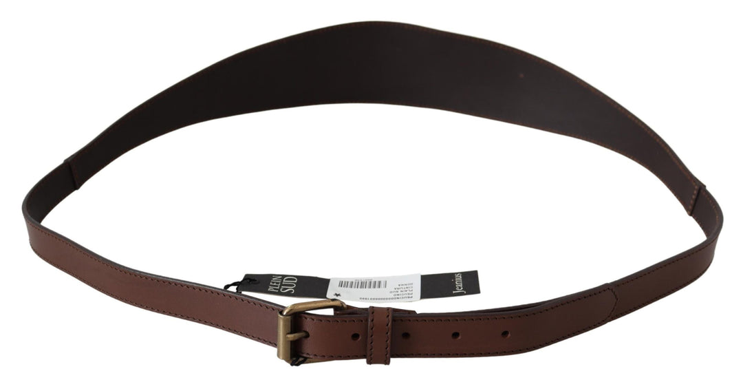 Women’s Plein Sud Brown Wide Leather Rustic Gold Metal Buckle Dark
