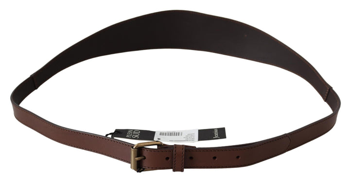 Women’s Plein Sud Brown Wide Leather Rustic Gold Metal Buckle Dark