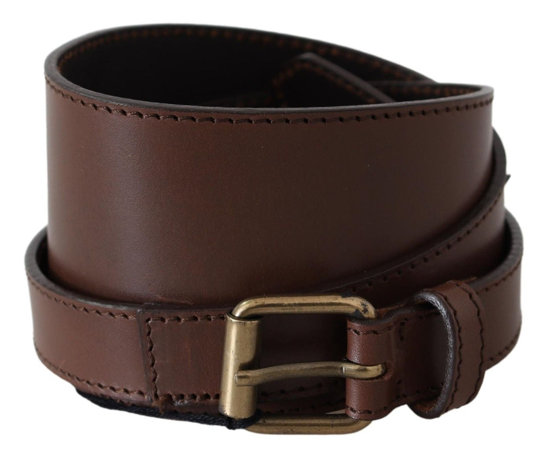 Women’s Plein Sud Brown Wide Leather Rustic Gold Metal Buckle Dark